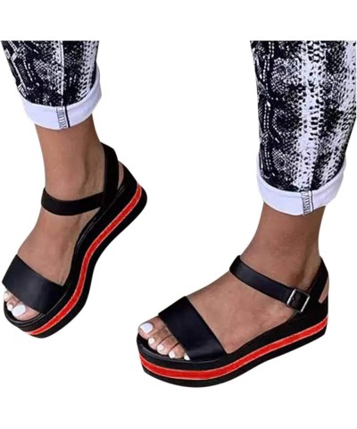 Women Platform Sandals Slippers Summer Open Toe Yoga Foam Pump Sandals Seaside Lightweight Dress Pumps Shoes Red $14.71 Sandals