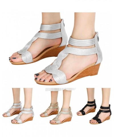 Square Toe Sandals Women's Ladies Summer Crystal Bling Wedges Beach Shoes Roman Sandals bohemian shoe sandal Z 13-gold $17.24...