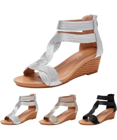 Square Toe Sandals Women's Ladies Summer Crystal Bling Wedges Beach Shoes Roman Sandals bohemian shoe sandal Z 13-gold $17.24...