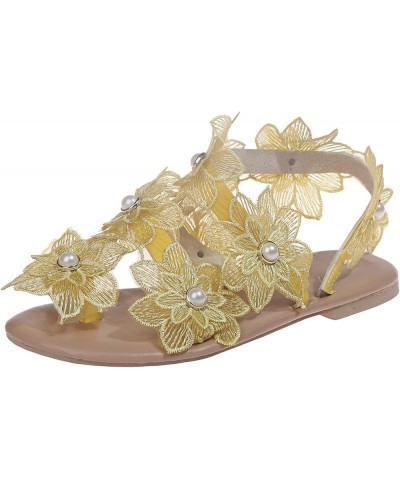 Sandals Women Dressy Summer Flat, Women's Clip Toe Bohemian Sandals Flat Casual Beach Sandals White Lace Floral Strappy Sanda...