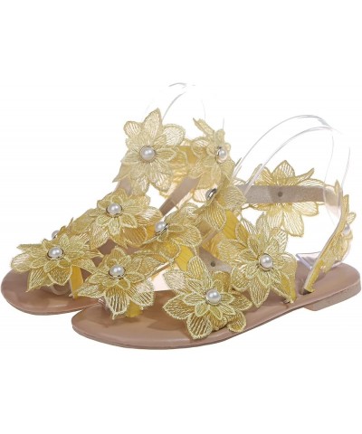 Sandals Women Dressy Summer Flat, Women's Clip Toe Bohemian Sandals Flat Casual Beach Sandals White Lace Floral Strappy Sanda...