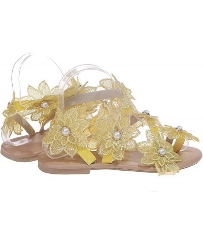 Sandals Women Dressy Summer Flat, Women's Clip Toe Bohemian Sandals Flat Casual Beach Sandals White Lace Floral Strappy Sanda...