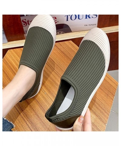 Women's Breathable Comfortable Flat Casual Shoes Green $18.11 Flats