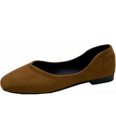 womens office shoes, Womens Loafers Wedge Heel Round Toe Medium Heel Shallow slip on shoes Z-08 Brown $13.15 Athletic Shoes