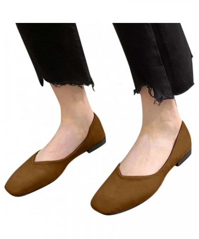 womens office shoes, Womens Loafers Wedge Heel Round Toe Medium Heel Shallow slip on shoes Z-08 Brown $13.15 Athletic Shoes