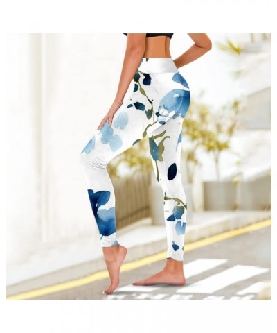 Thick High Waist Yoga Pants Workout Running Yoga Leggings for Women Blue $10.69 Outdoor Shoes