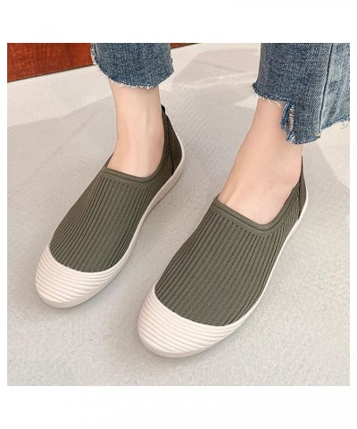 Women's Breathable Comfortable Flat Casual Shoes Green $18.11 Flats