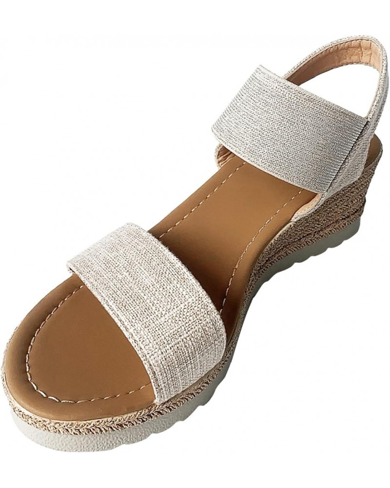 Wedge Sandals for Women casual summer Womens Sandals Buckle Sandals Platform Wedge Sandals Peep Toe Sandals Z 02-beige $13.64...