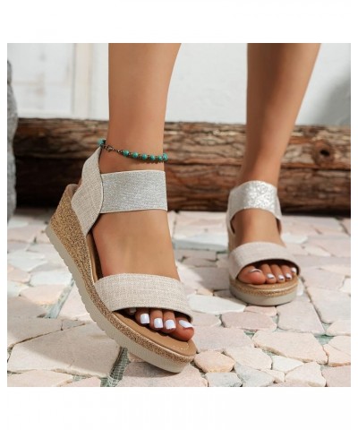 Wedge Sandals for Women casual summer Womens Sandals Buckle Sandals Platform Wedge Sandals Peep Toe Sandals Z 02-beige $13.64...