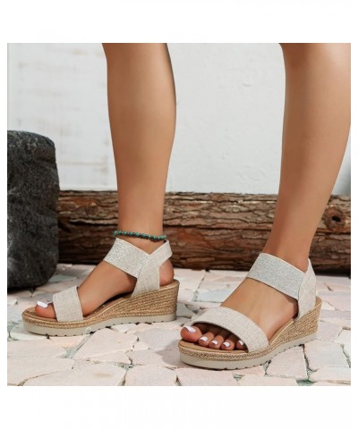 Wedge Sandals for Women casual summer Womens Sandals Buckle Sandals Platform Wedge Sandals Peep Toe Sandals Z 02-beige $13.64...