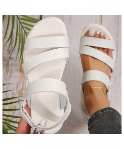 Women's Casual Side Hollow Belt Buckle Slope Bottom Roman Shoes Summer Fashion Ladies Sandals Womens Sandals for Wedding Whit...