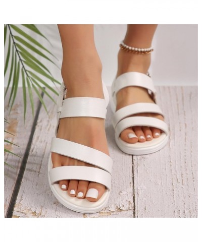 Women's Casual Side Hollow Belt Buckle Slope Bottom Roman Shoes Summer Fashion Ladies Sandals Womens Sandals for Wedding Whit...