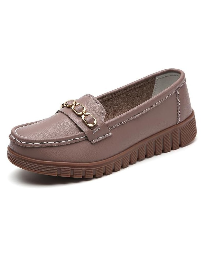 Womens Slip-on Soft Wedge Platform Loafers Classic Comfy Casual Comfy Outdoor Shoes Cameo Brown $30.73 Loafers & Slip-Ons