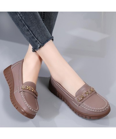 Womens Slip-on Soft Wedge Platform Loafers Classic Comfy Casual Comfy Outdoor Shoes Cameo Brown $30.73 Loafers & Slip-Ons