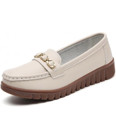 Womens Slip-on Soft Wedge Platform Loafers Classic Comfy Casual Comfy Outdoor Shoes Cameo Brown $30.73 Loafers & Slip-Ons