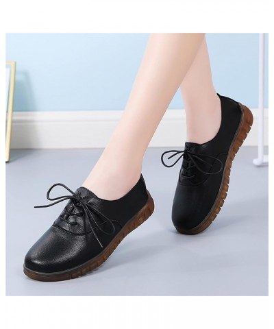 Flat Heel Driving Shoes for Women Genuine Leather Lace Up Lined Option 3-Eye Flexible Non Lightweight Outdoor Slip on Black $...