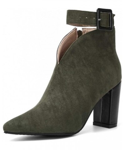 Womens Ankle Booties - Ladies Comfortable Western Cutout Boot Pointed Toe Ankle-Strap Non-skid Boot Green $31.89 Boots