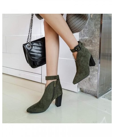 Womens Ankle Booties - Ladies Comfortable Western Cutout Boot Pointed Toe Ankle-Strap Non-skid Boot Green $31.89 Boots