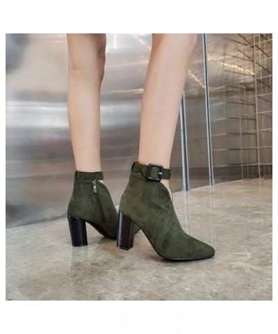 Womens Ankle Booties - Ladies Comfortable Western Cutout Boot Pointed Toe Ankle-Strap Non-skid Boot Green $31.89 Boots