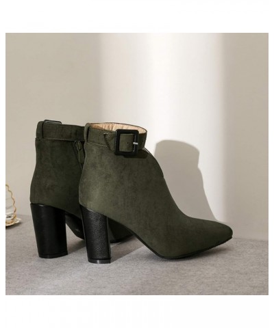 Womens Ankle Booties - Ladies Comfortable Western Cutout Boot Pointed Toe Ankle-Strap Non-skid Boot Green $31.89 Boots