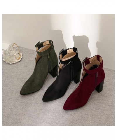 Womens Ankle Booties - Ladies Comfortable Western Cutout Boot Pointed Toe Ankle-Strap Non-skid Boot Green $31.89 Boots