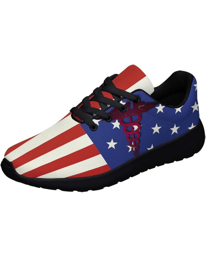 Nurse Shoes American Flag Print Nursing Sneakers Personalization Lightweight Breathable Running Shoes Gift for Medical Lover ...