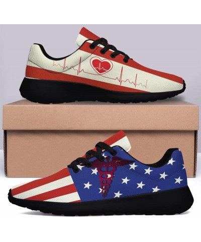 Nurse Shoes American Flag Print Nursing Sneakers Personalization Lightweight Breathable Running Shoes Gift for Medical Lover ...