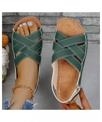 Summer Sandals for Women 2024, Sandals Women Dressy Retro Breathable Open Toe Sandals Shoes with Buckle Strap Green $14.83 Ou...