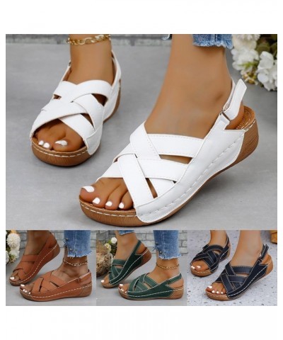 Summer Sandals for Women 2024, Sandals Women Dressy Retro Breathable Open Toe Sandals Shoes with Buckle Strap Green $14.83 Ou...