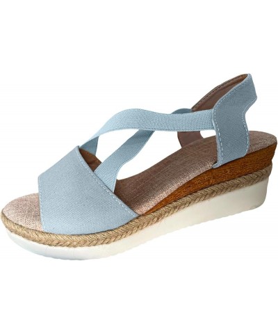 Summer Sandals for Women 2024,Bohemian Sandals for Women Summer Espadrille Platform Wedge Sandals with Buckle Z01-blue $12.59...