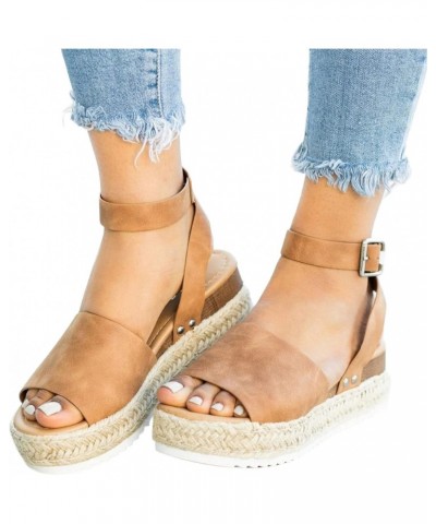 Womens Sandals Wedge Women's Espadrille Wedge Sandals Heels Open Toe Tie Lace Up Wedge Platform Sandals $13.32 Outdoor Shoes