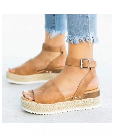 Womens Sandals Wedge Women's Espadrille Wedge Sandals Heels Open Toe Tie Lace Up Wedge Platform Sandals $13.32 Outdoor Shoes