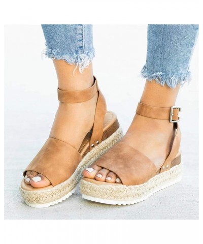 Womens Sandals Wedge Women's Espadrille Wedge Sandals Heels Open Toe Tie Lace Up Wedge Platform Sandals $13.32 Outdoor Shoes