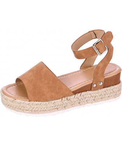 Womens Sandals Wedge Women's Espadrille Wedge Sandals Heels Open Toe Tie Lace Up Wedge Platform Sandals $13.32 Outdoor Shoes