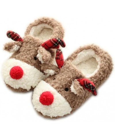 Women's Girl's Fuzzy Curly Fur Indoor Loafer Slippers Cozy Lined With Anti-Skid Rubber,Gift for Ladies Brown $13.44 Slippers