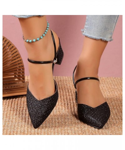 Sandals Women Simple Pointed Heel Thick Heel Two Wear Large Open Toe Closed Toe Wedge Sandals for Women Black $12.48 Sandals