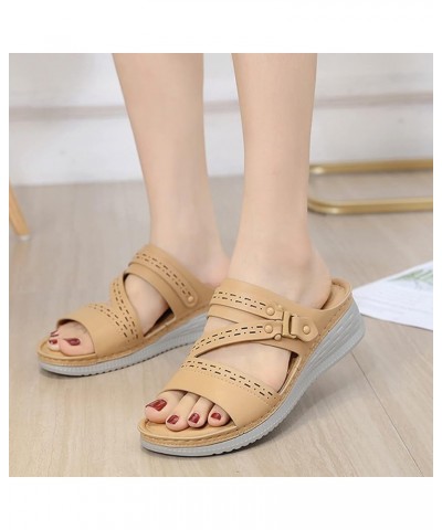 Women Summer Fashion Slip On Casual Open Toe Wedges Comfortable Beach Shoes Sandals Slippers Womens Fisherman Sandals 8 (Pink...