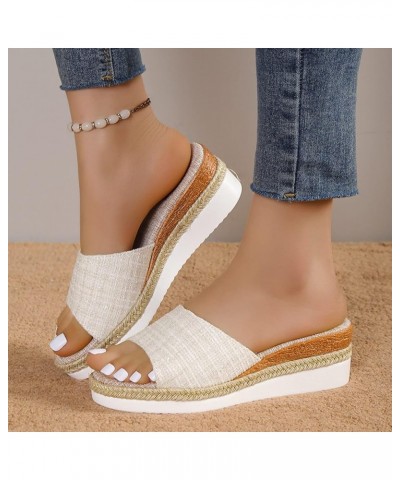 Womens Platform Wedge Sandals Espadrilles Braided Open Toe Slip On Summer Mule High Heels Summer House Slippers (Pink, 6.5) 8...