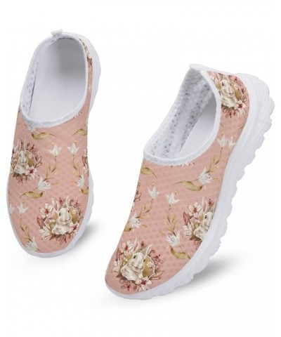 Mesh Sneaker Women Men Walking Shoes Slip On Non Slip US 5-12 Sports Activewear Easter Rabbit Flower $13.72 Athletic Shoes