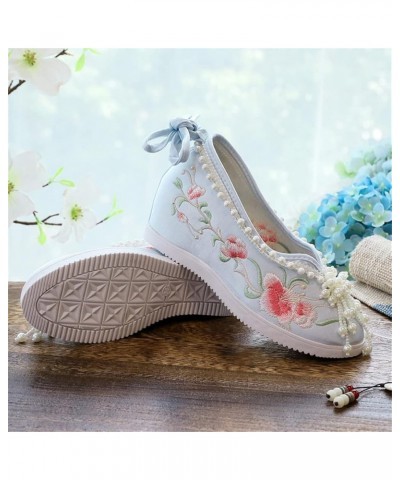 Floral Embroidery Wedge Shoes Pearls Tassels Chinese Wedding Cheongsam Hanfu Oriental Ancient Women Round Toe 40 Blue $25.56 ...