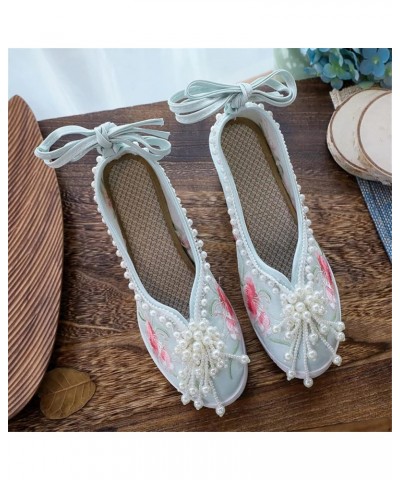 Floral Embroidery Wedge Shoes Pearls Tassels Chinese Wedding Cheongsam Hanfu Oriental Ancient Women Round Toe 40 Blue $25.56 ...