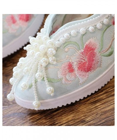 Floral Embroidery Wedge Shoes Pearls Tassels Chinese Wedding Cheongsam Hanfu Oriental Ancient Women Round Toe 40 Blue $25.56 ...