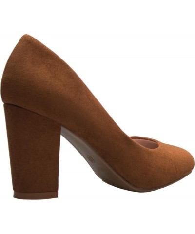 Women's Classic Round-Toe Platform Pumps High Block Heel - Adorable, Comfortable Tan Suede $16.10 Boots