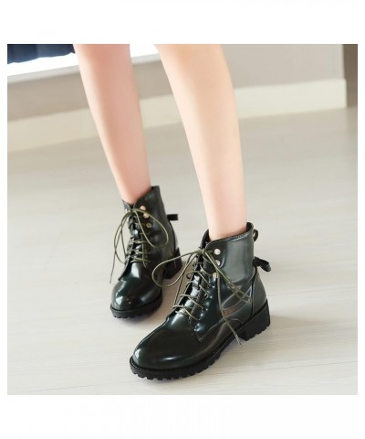 Women Mid Heel Ankle Boots Block Heel Party Booties Lace Up Round Toe Casual Booties Bows, Size 2-11.5 Green $34.97 Boots