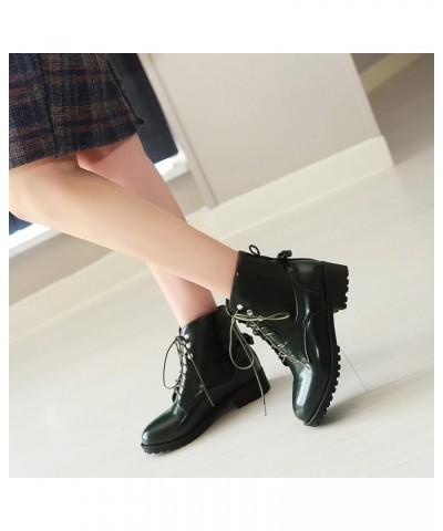 Women Mid Heel Ankle Boots Block Heel Party Booties Lace Up Round Toe Casual Booties Bows, Size 2-11.5 Green $34.97 Boots