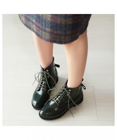 Women Mid Heel Ankle Boots Block Heel Party Booties Lace Up Round Toe Casual Booties Bows, Size 2-11.5 Green $34.97 Boots