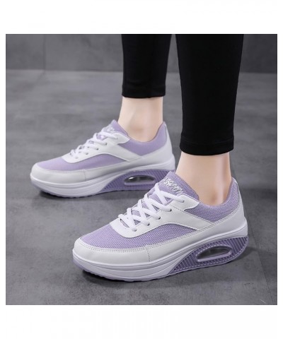 Platform Shoes for Women Casual Breathable Lightweight Platform Shoes Sport Running Shoes Womens Loafers Comfortable Z-06 Pur...