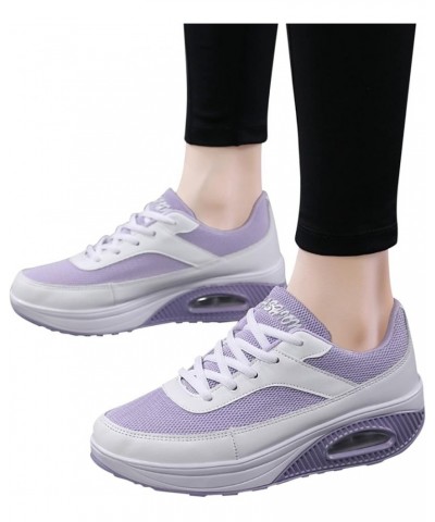 Platform Shoes for Women Casual Breathable Lightweight Platform Shoes Sport Running Shoes Womens Loafers Comfortable Z-06 Pur...