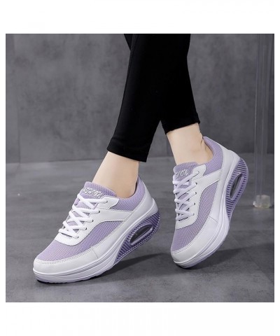 Platform Shoes for Women Casual Breathable Lightweight Platform Shoes Sport Running Shoes Womens Loafers Comfortable Z-06 Pur...