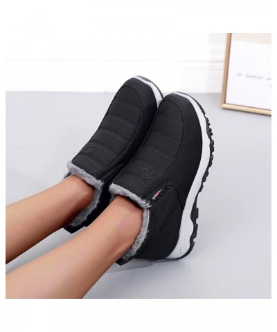 Ladies Couple Boots Winter Flat Splashing Thickening Velvet Warm Side Zipper Mid Tube Snow Boots Warm Women's Boots Black $12...